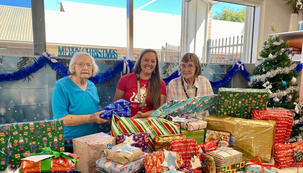 Amy with residents from West Park who donated gifts to students